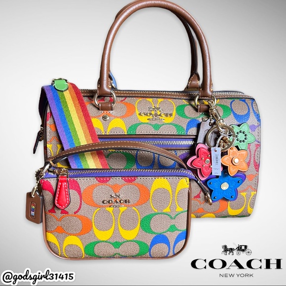 SOLD-AUTHENTICATED NWTCoach 3-pc Rainbow Signature Set Rowan, Nolita, Charm $626 - Picture 12 of 16